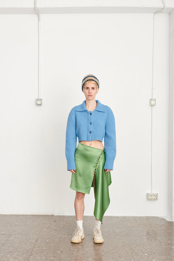 Satin mini skirt | green