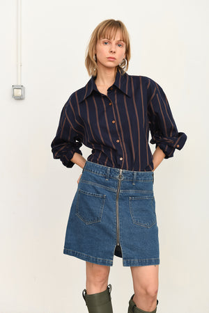 Zipped mini skirt | recycled denim