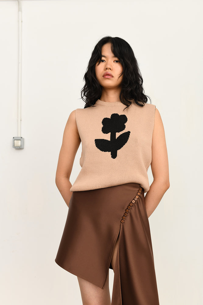 Satin mini skirt | brown