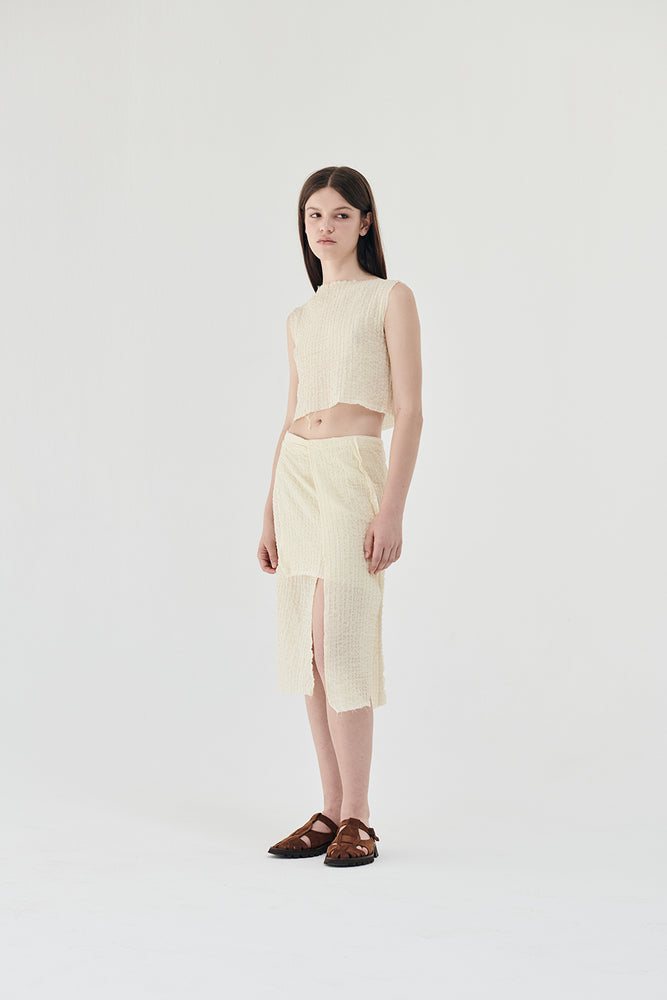 Crinkled cotton wrap skirt