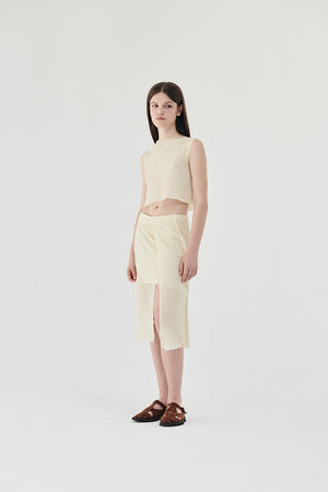 Crinkled cotton wrap skirt