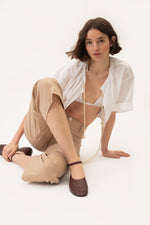 Cropped shirt with cotton cords