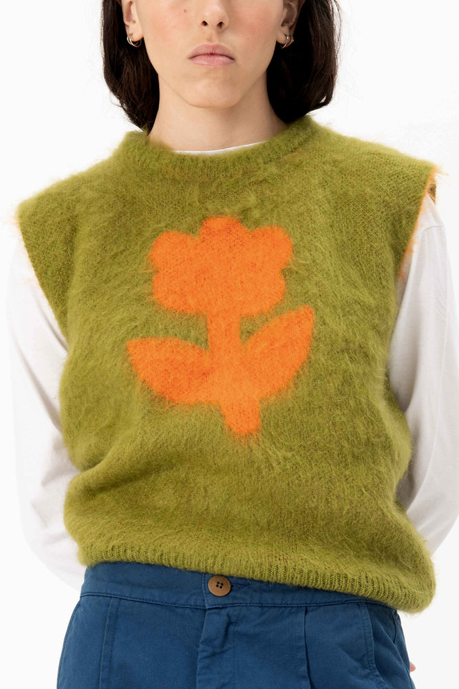 Flower vest mohair-blend | orange