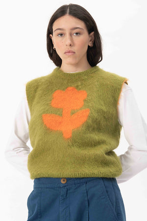 Flower vest mohair-blend | orange