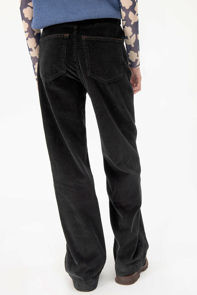 Woolen pocket corduroy pants | black